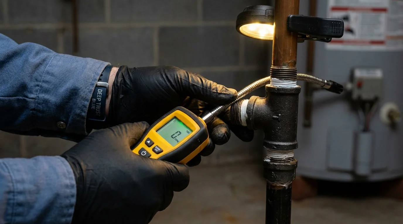 Gas leak detection with electronic sniffer by Johns Plumbing LLC in Brownsboro